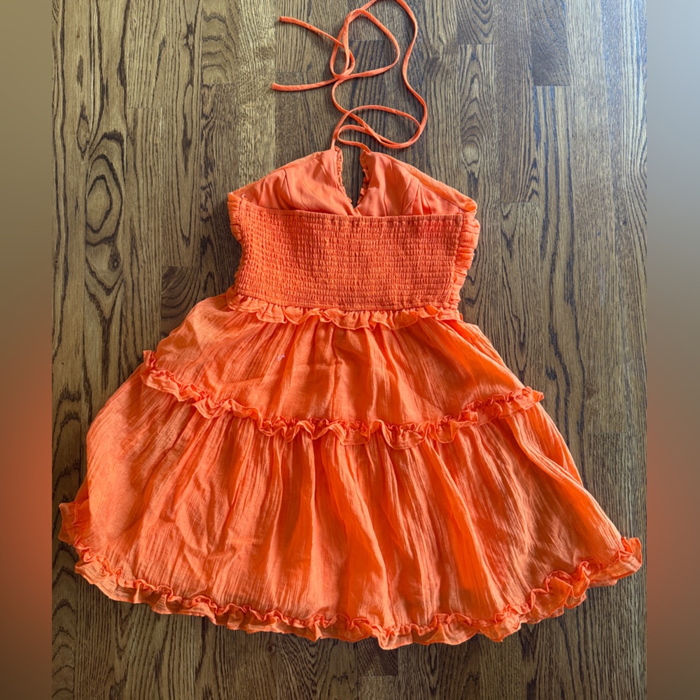 Vibrant Orange Halter festival western Dress University of Tennessee size Medium - Picture 2 of 6